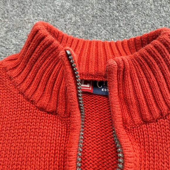 Chaps Sweater Mens XL Orange 1/4 Zip Pullover Jumper Logo Knit Outdoor Autumn - Picture 6 of 14